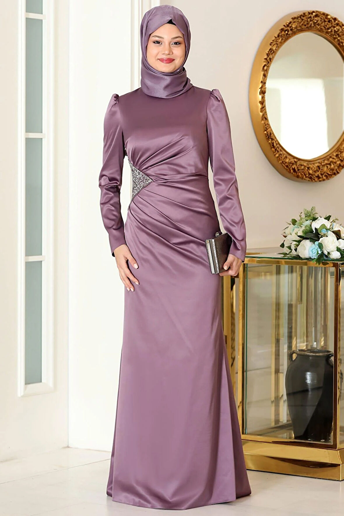 Efsun Tesettür Abiye Lavanta