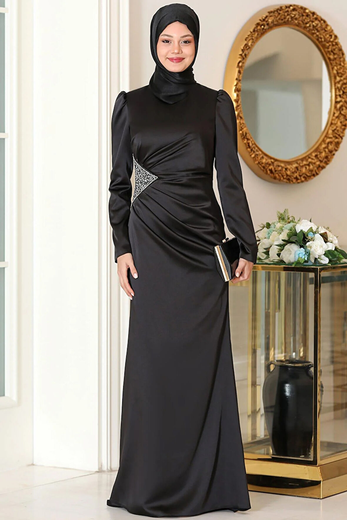 Efsun Tesettür Abiye Siyah