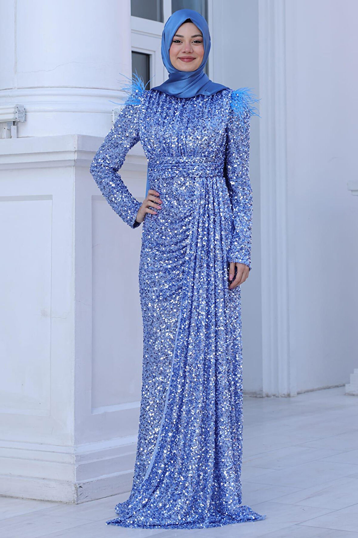 Şura Tesettür Abiye İndigo