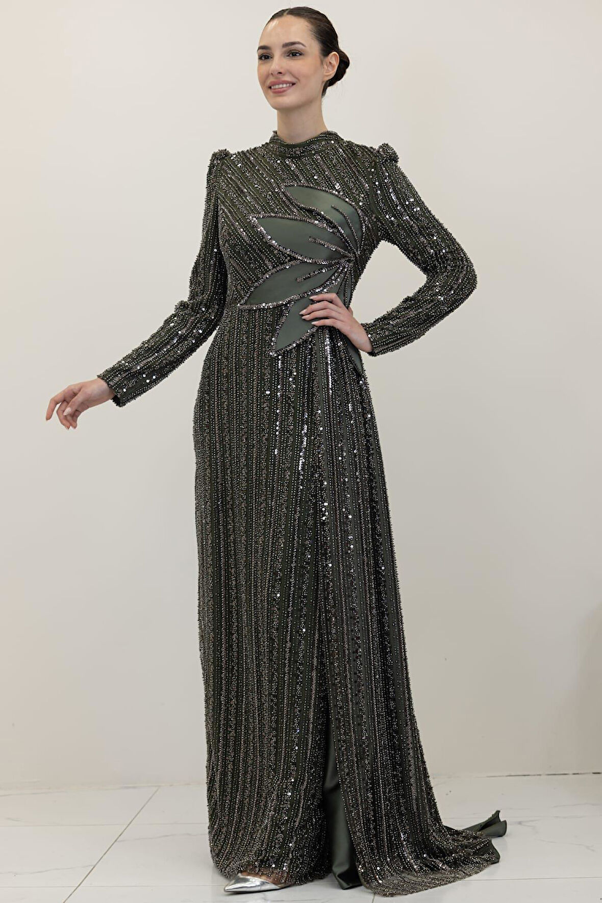 Bergüzar Tesettür Abiye Haki