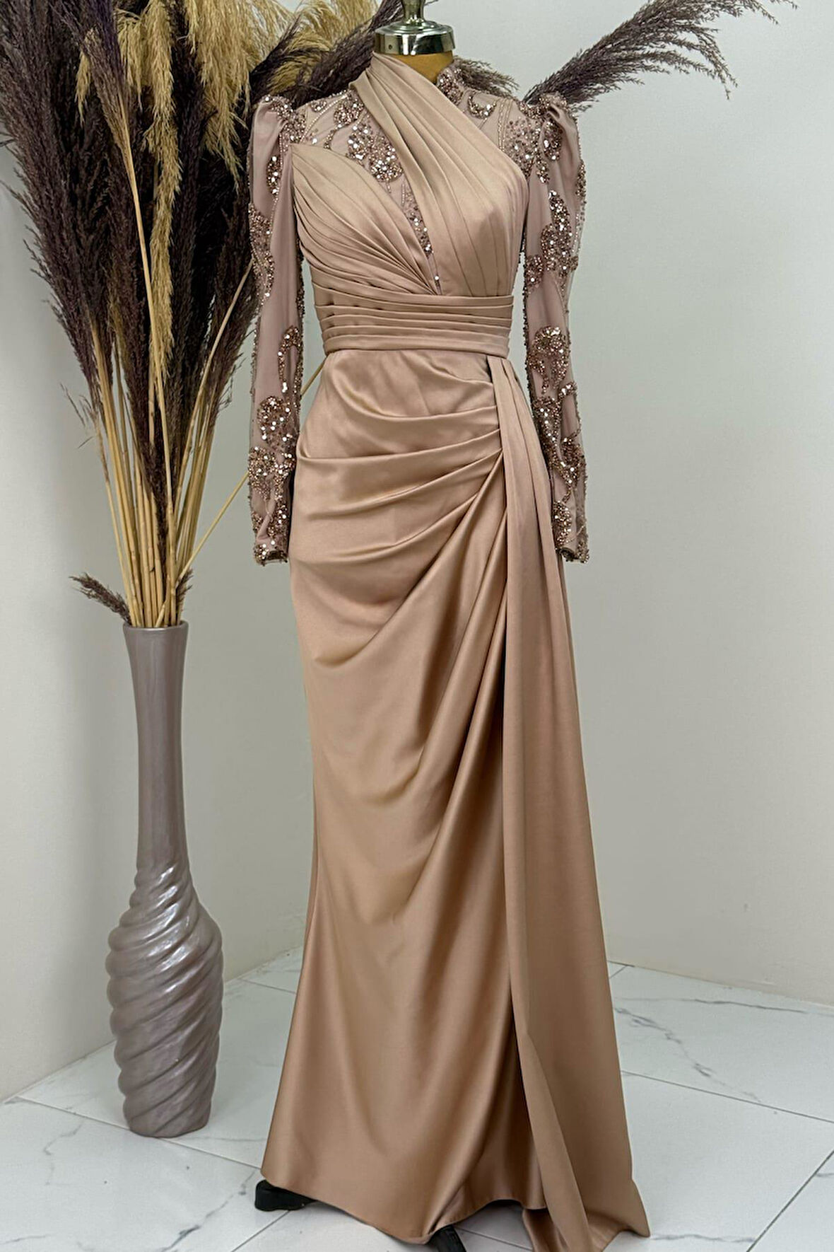 Asude Tesettür Abiye Gold