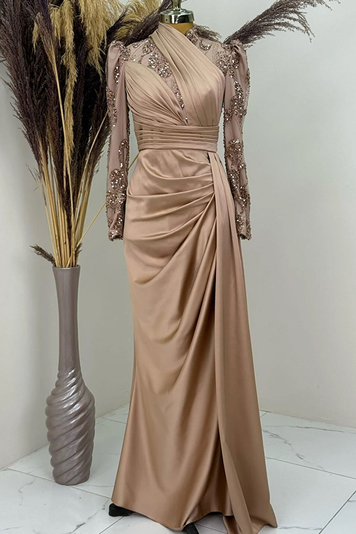 Asude Tesettür Abiye Gold