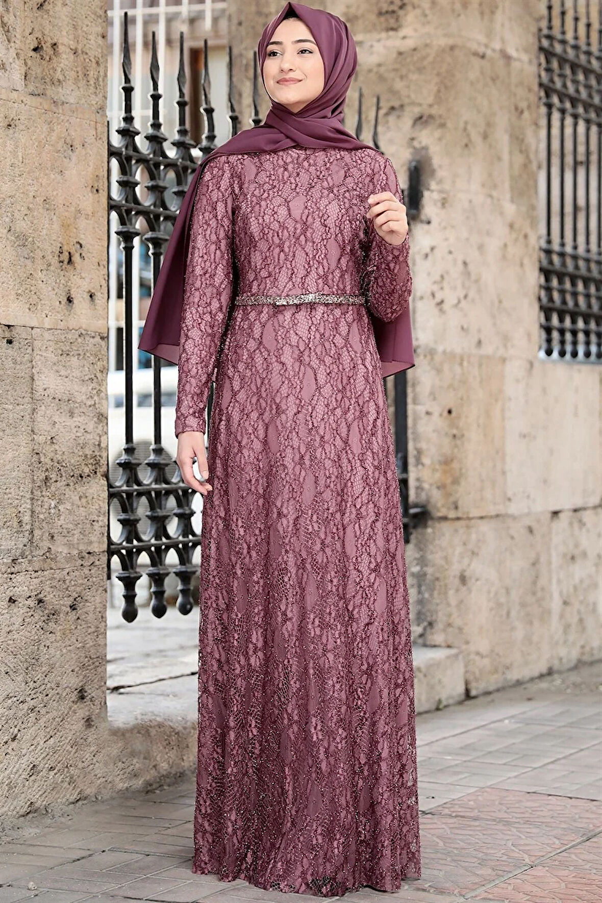 İpek Tesettür Abiye Lila