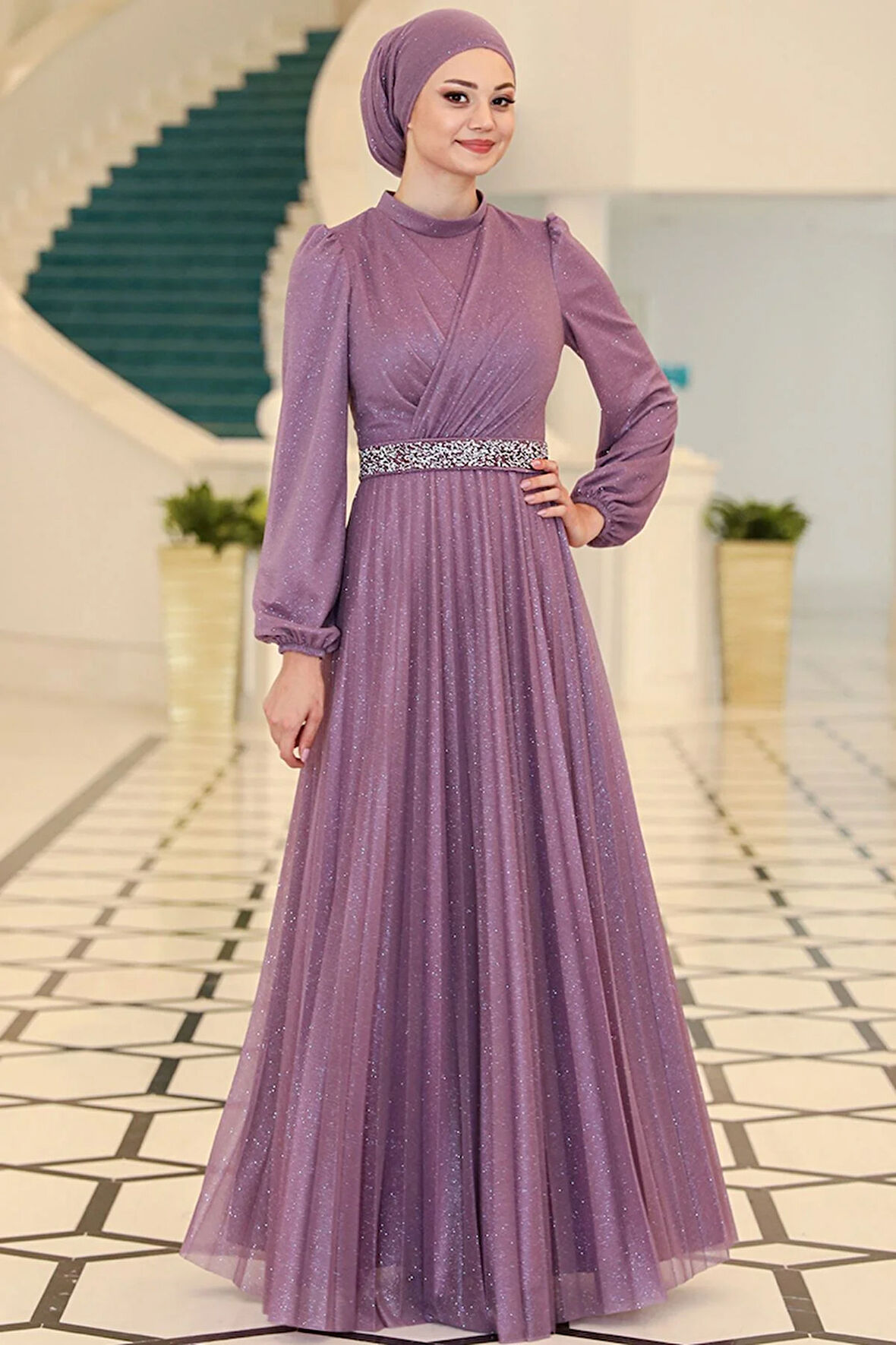 Dila Tesettür Abiye Lavanta