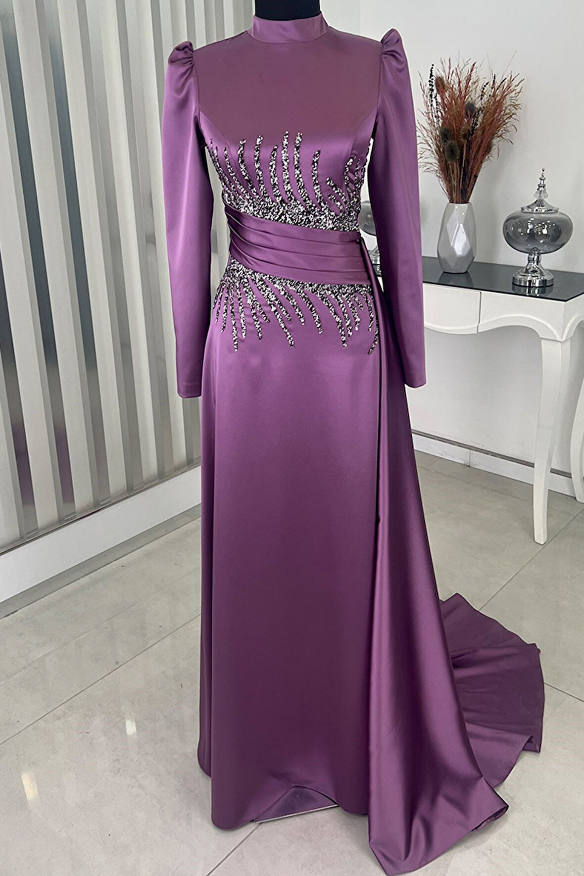 Ceyla Kuyruklu Tesettür Abiye Lila