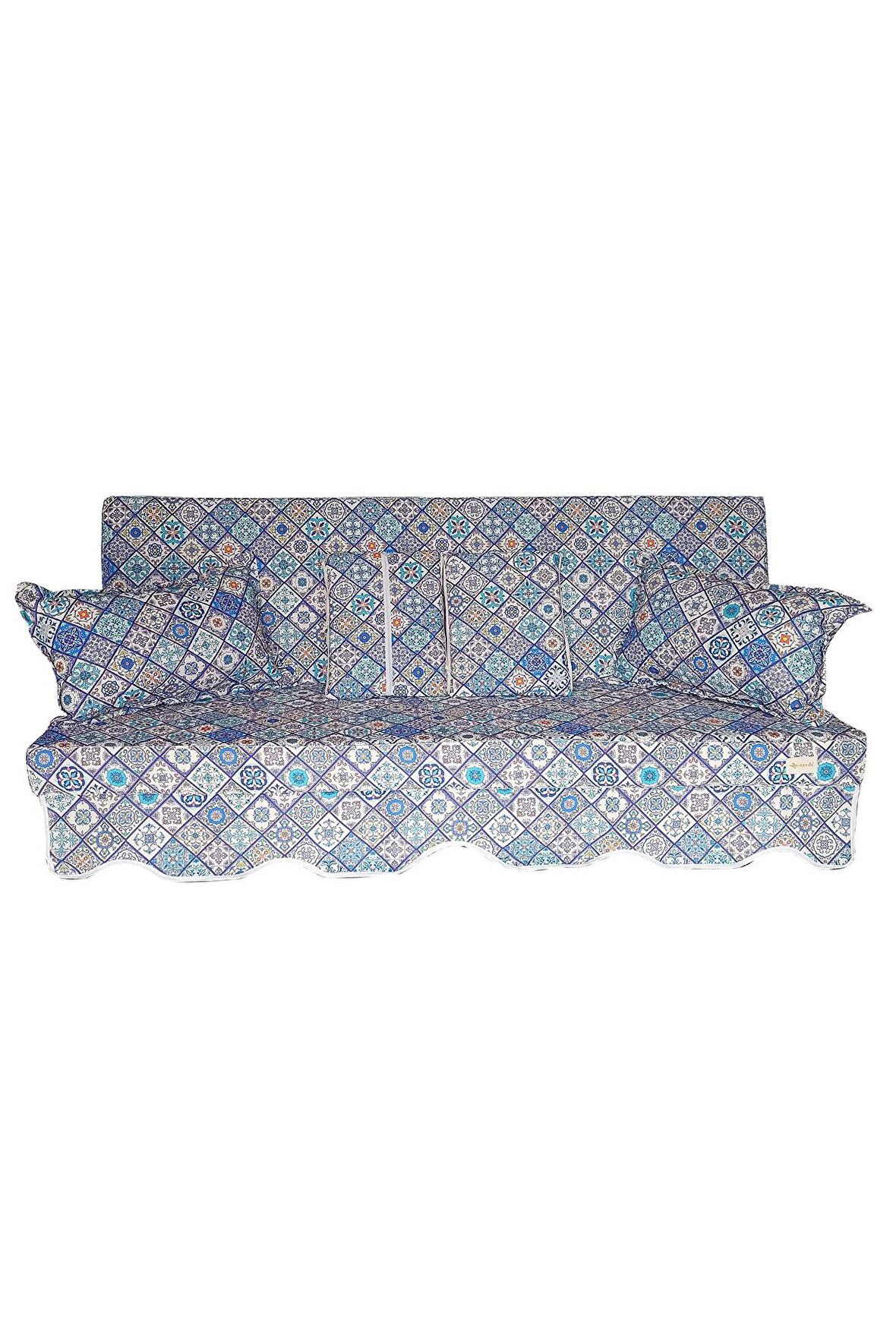 MİRZADE SOFA SOFT KUMAŞ TENTESİZ 28 DNS SÜNGER  SALINCAK MİNDERİ-sofa salıncak mavi çini