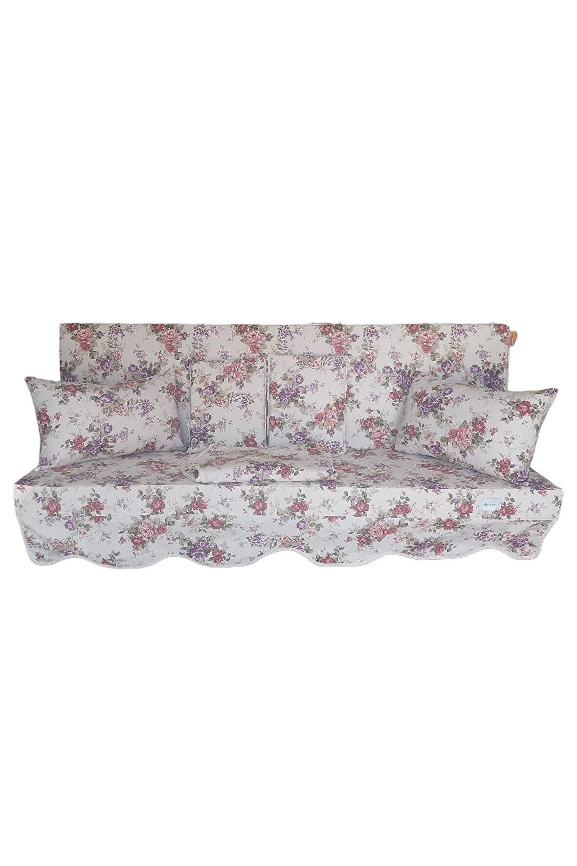MİRZADE ELİT SALINCAK MİNDERİ SU İTİCİ KUMAŞ GRİ SÜNGER FERMUARLI SET-prm 002 kırmızı mor gül
