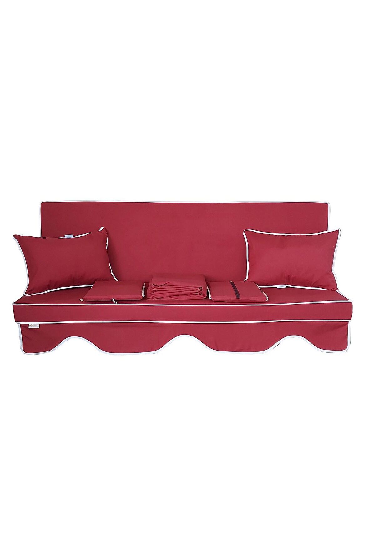 MİRZADE ELİT SALINCAK MİNDERİ SU İTİCİ KUMAŞ GRİ SÜNGER FERMUARLI SET-bordo drk 7154