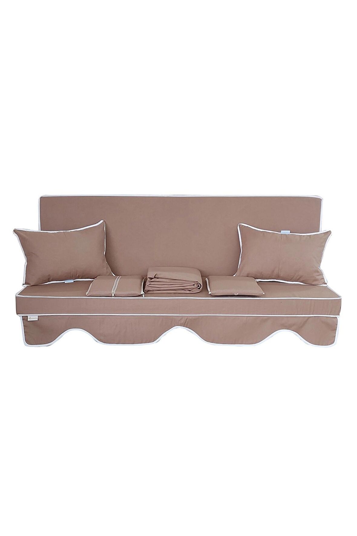 MİRZADE ELİT SALINCAK MİNDERİ SU İTİCİ KUMAŞ GRİ SÜNGER FERMUARLI SET-sütlü kahve drk 7444
