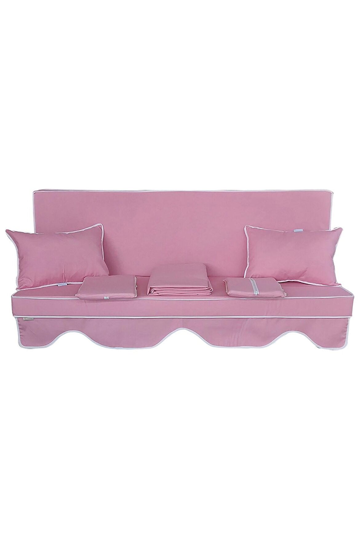 MİRZADE ELİT SALINCAK MİNDERİ SU İTİCİ KUMAŞ GRİ SÜNGER FERMUARLI SET-pembe tdrk 467
