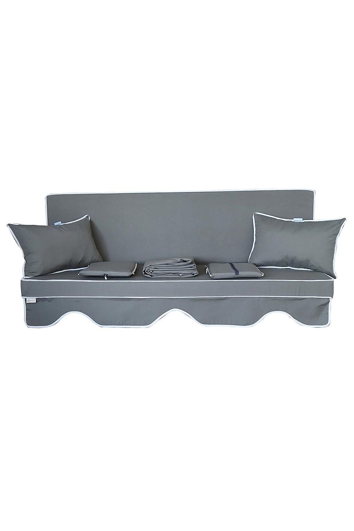 MİRZADE ELİT SALINCAK MİNDERİ SU İTİCİ KUMAŞ GRİ SÜNGER FERMUARLI SET-koyu gri drm 3979
