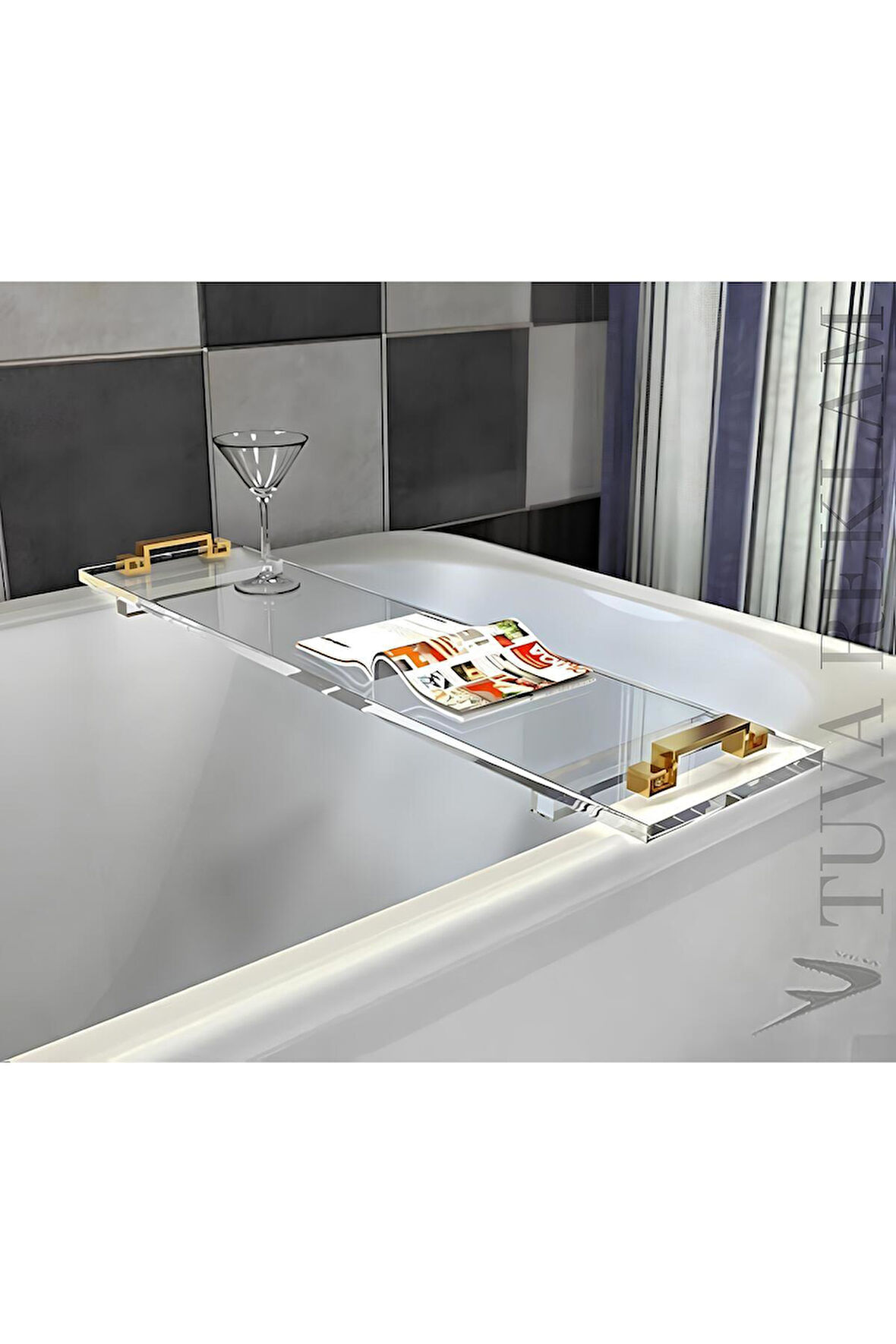 TUVA REKLAM Şeffaf Pleksi Yeni Nesil Banyo Tepsisi ( Çoklu Renk Seçenekli )