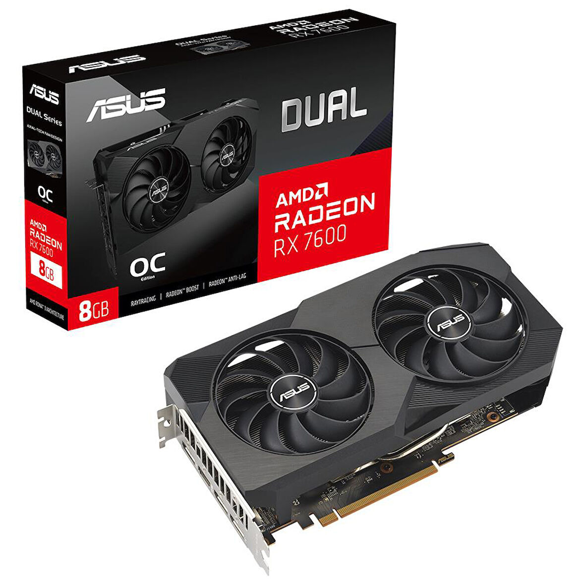 Asus Radeon RX7600 8GB OC GDDR6 128Bit Ekran Kartı DUAL-RX7600-O8G