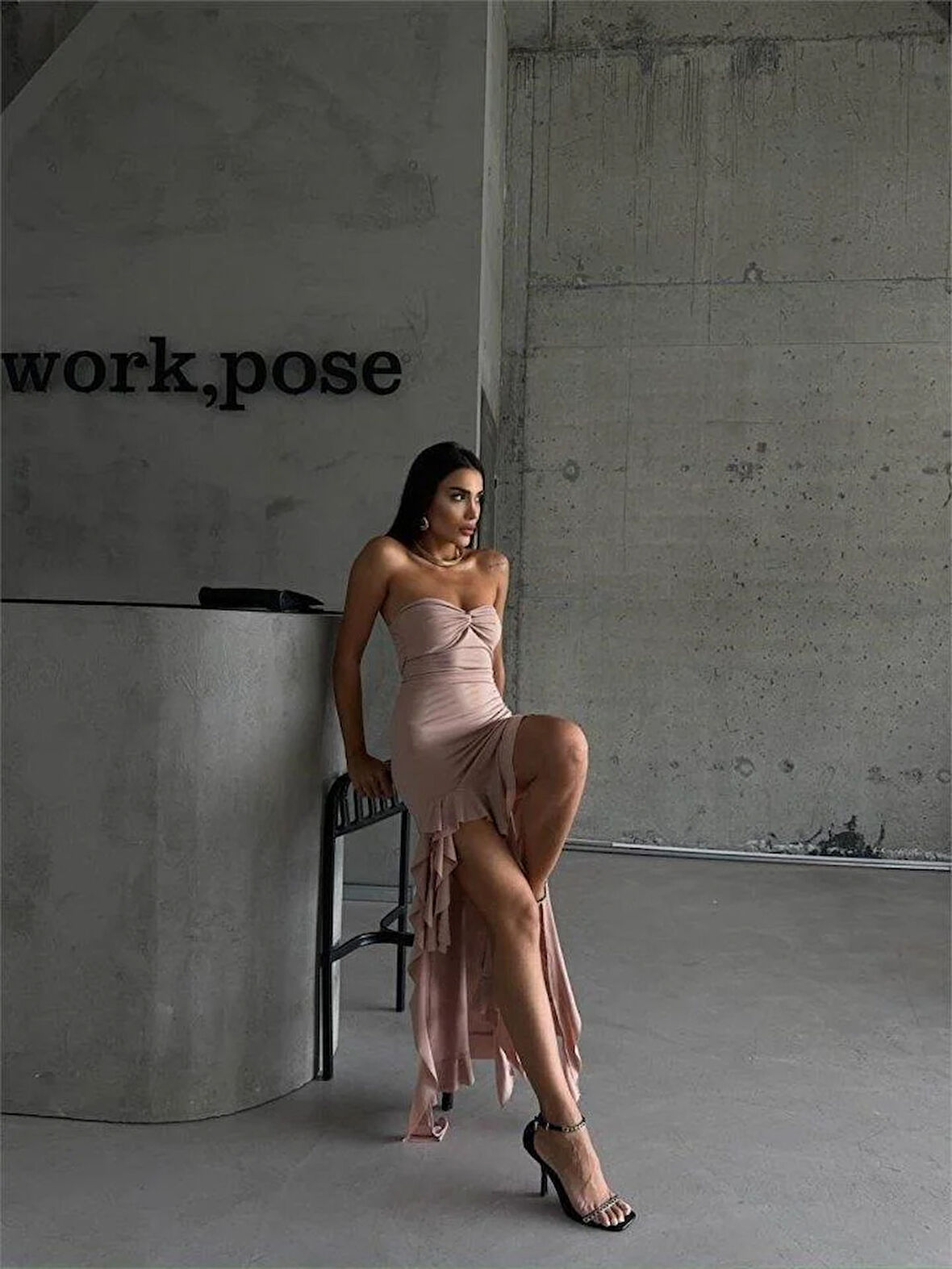 STRABLEZ SANDY ELBİSE YANLARI KATLI - Bej