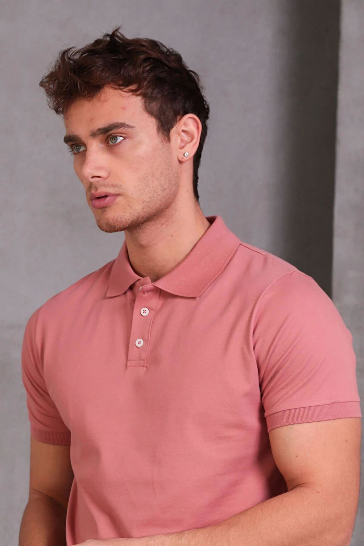 Erkek Slim Fit Pamuklu Yumuşak Doku Nefes Alan Kumaş Yakalı Tişört