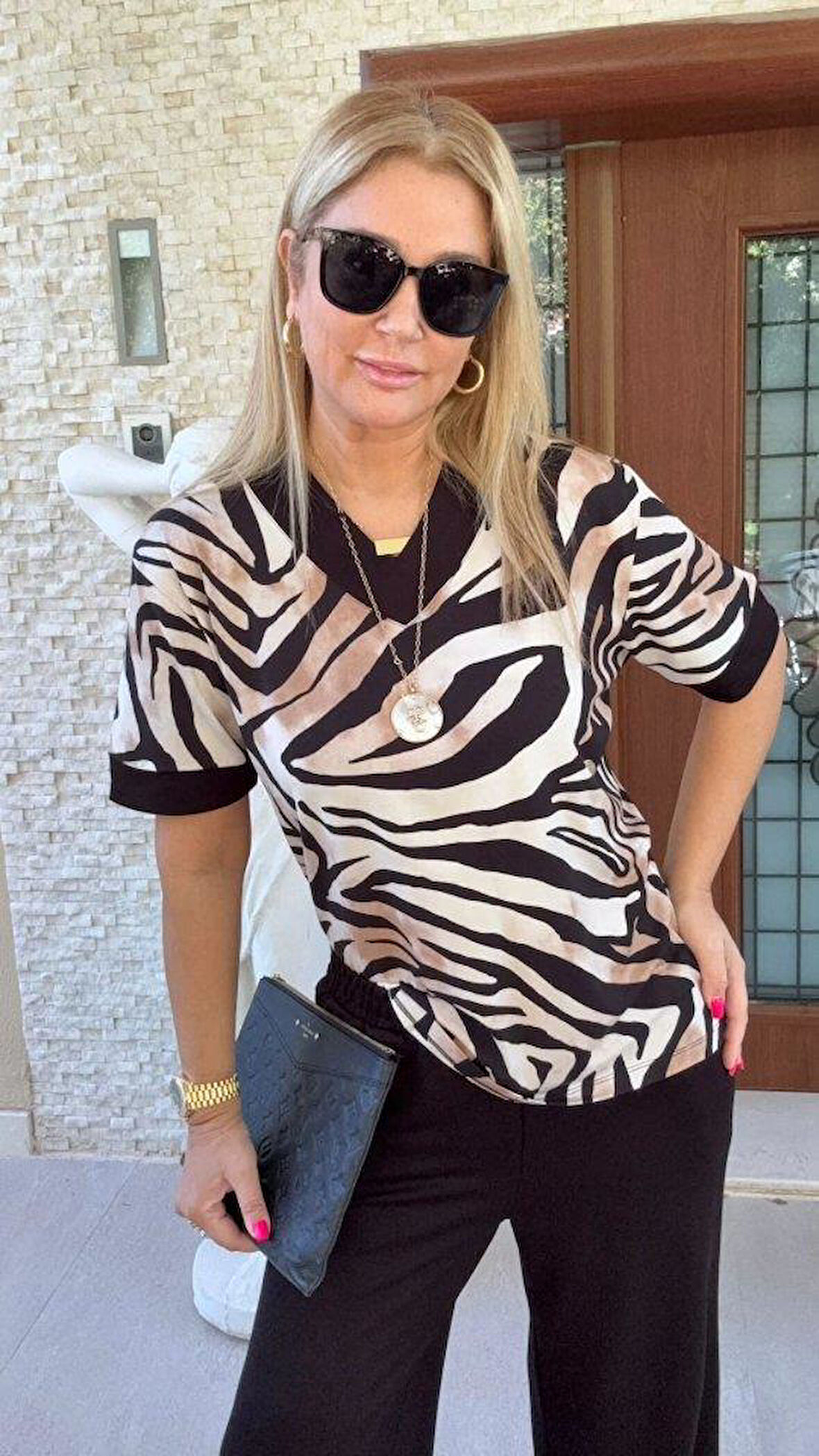 Kadın Zebra Desenli Ikili Takım