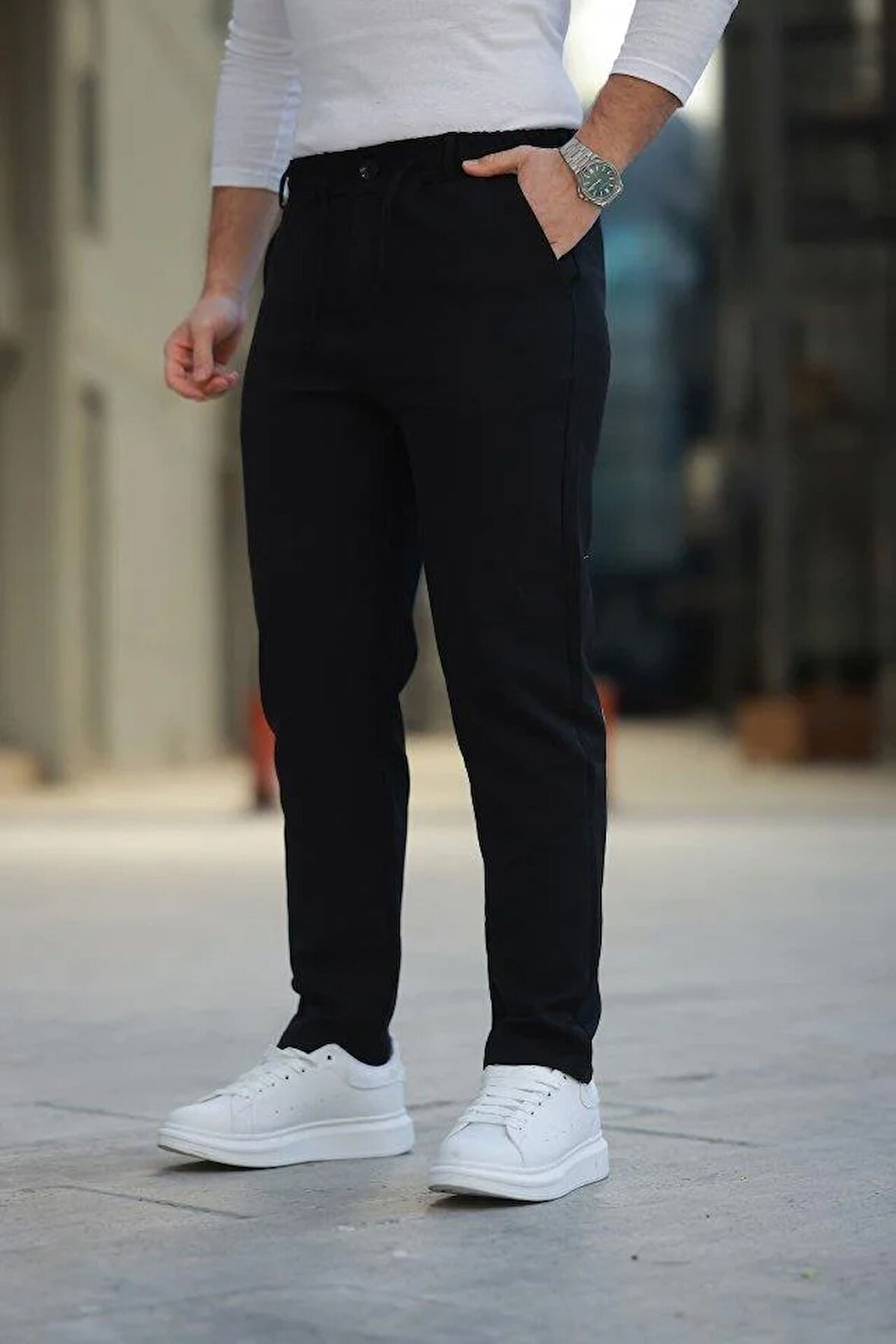 Erkek Beli Bağcıklı Jogger Pantolon