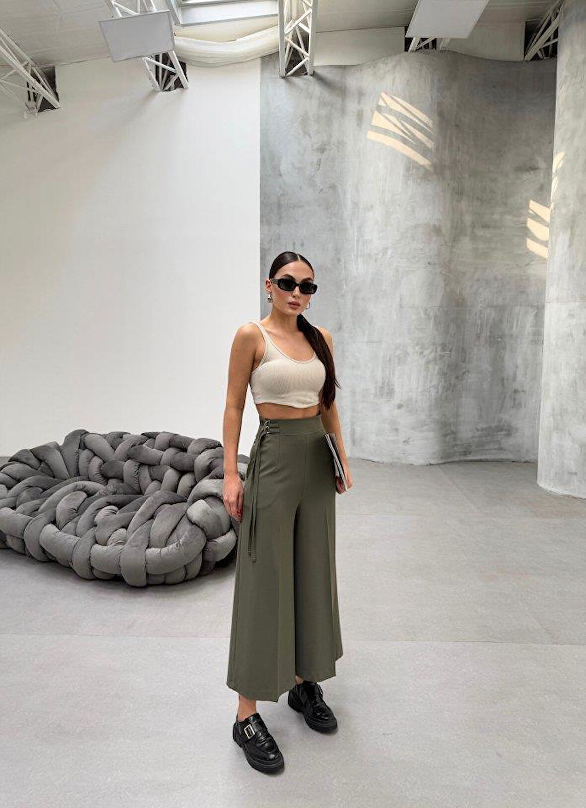 230 Gr Poly Viscose Full Lycra Metal Toka Aksesuarli Pantolon