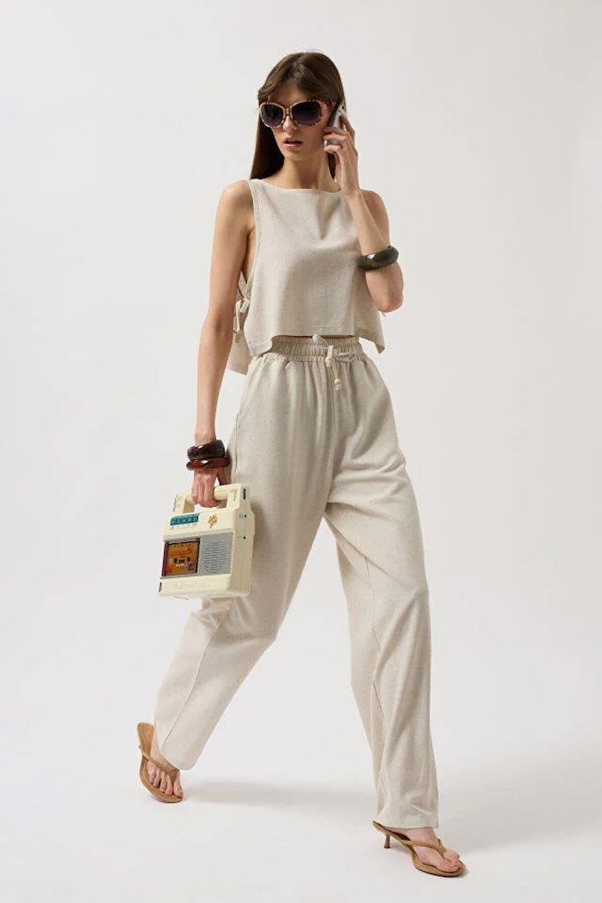 Yandan Bağlamalı Crop Bluz