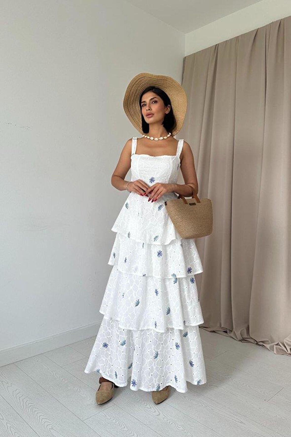 Lila Kat Kat Arkası Bağlamalı Elbise