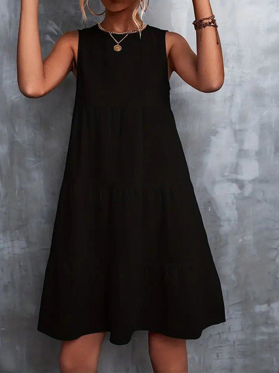 Kadın Sıfır Kol Bisiklet Yaka Aerobin Elbise