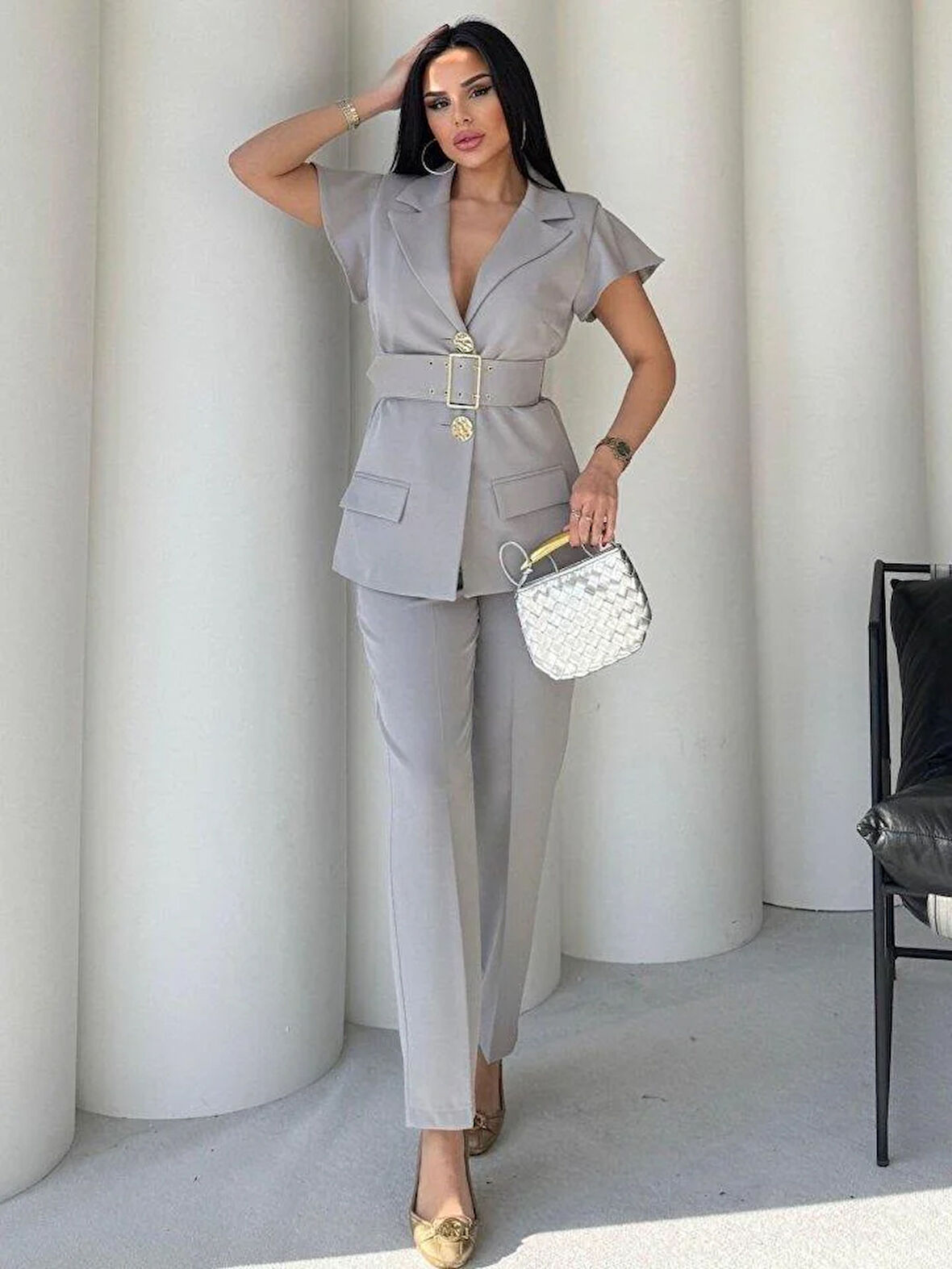 Vatkalı Yelek Pantolon İkili Takım