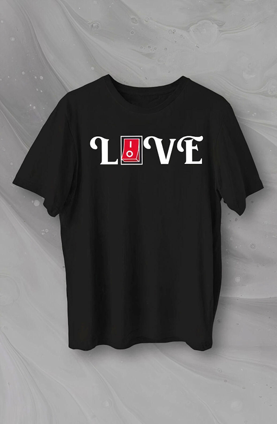 Sevgililer Günü İçin Özel Tasarım Love Baskılı T-shirt - Siyah