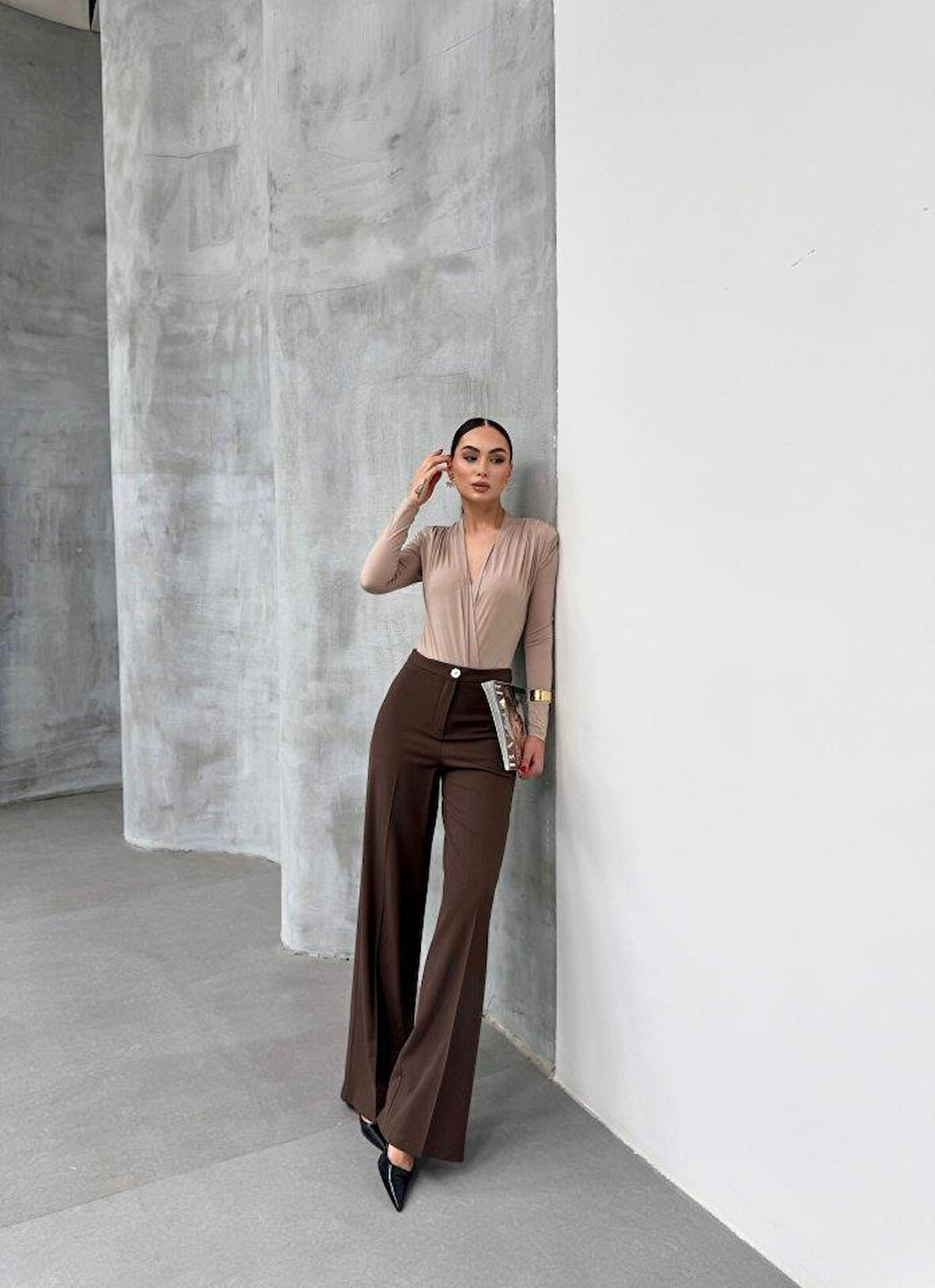 Yüksek Bel Straight Fit Palazzo Pantolon