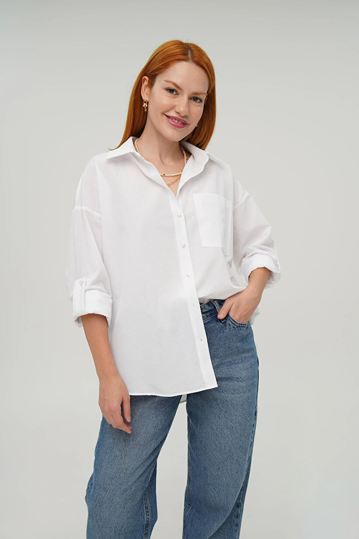 Tek Cepli Ekru Gömlek