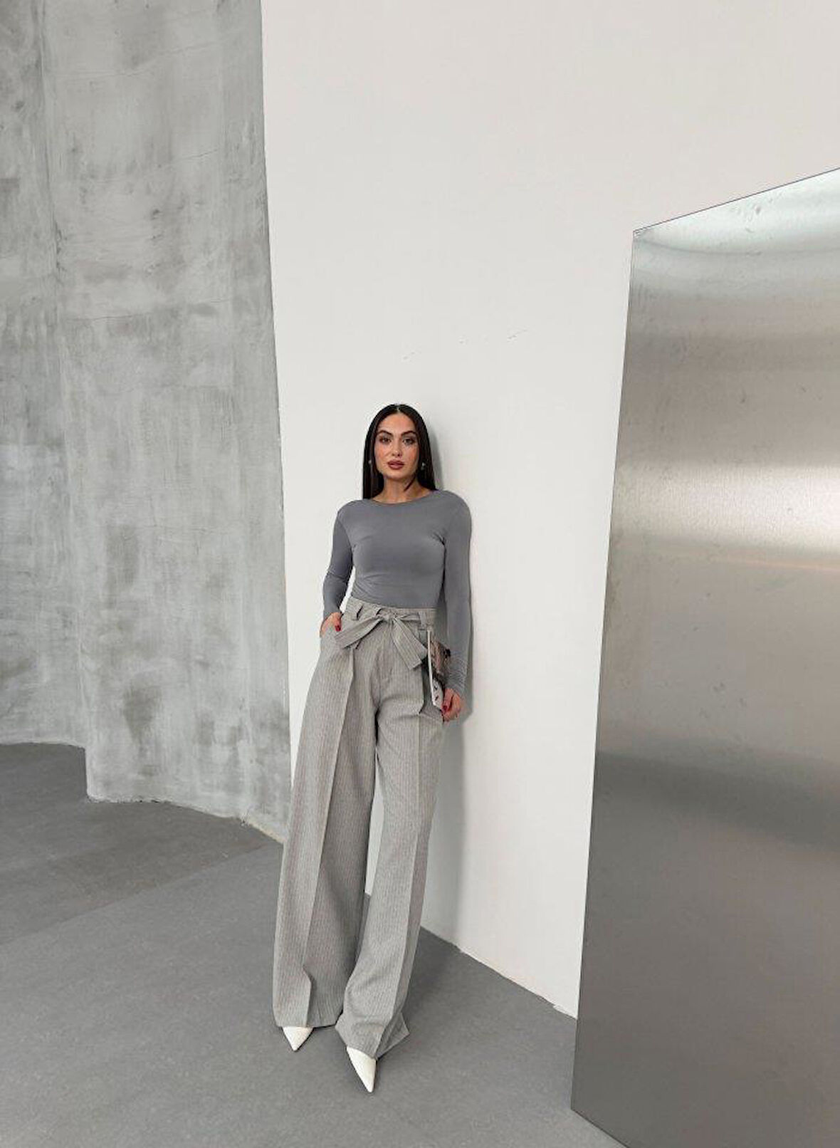 Sante Çi̇zgi̇li̇ Bel Kuşakli Palazzo Pantolon