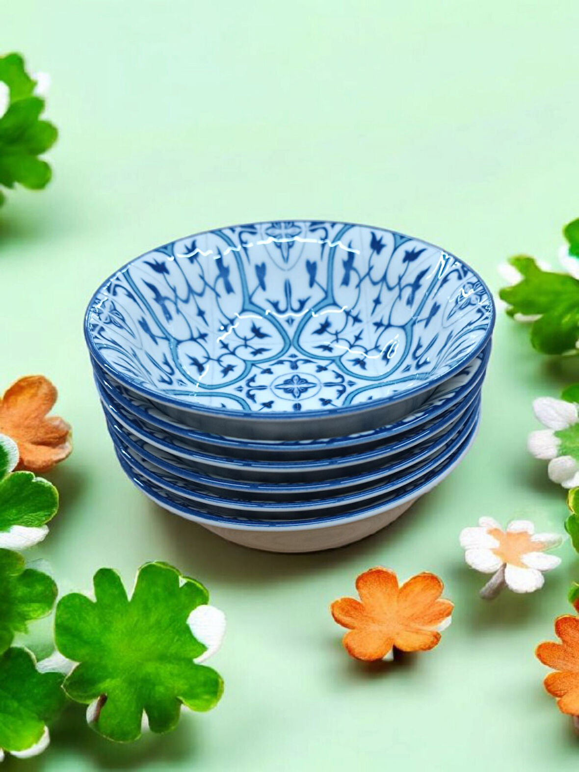 Evmutfak gural porselen blue serisi dijital ömürlük desen 6 adet kase 14 cm 