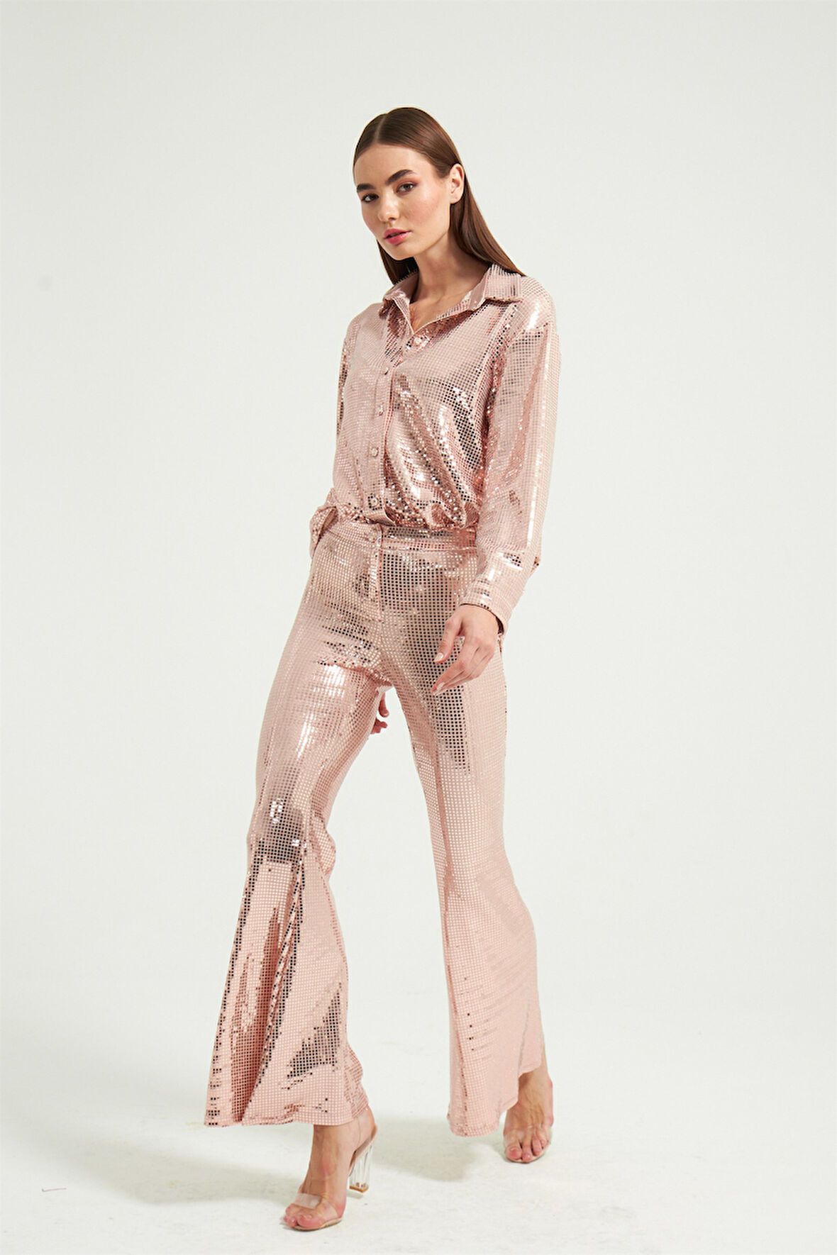 Nok Star Koleksiyonu Aynalı Pantolon Lightrose