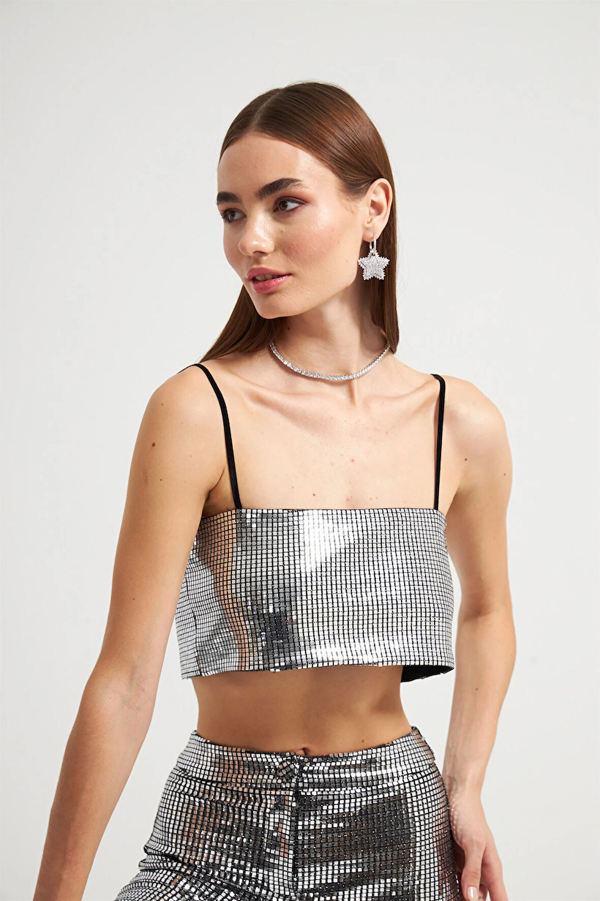 Askılı basic aynalı top SİYAHKAREGÜMÜŞ