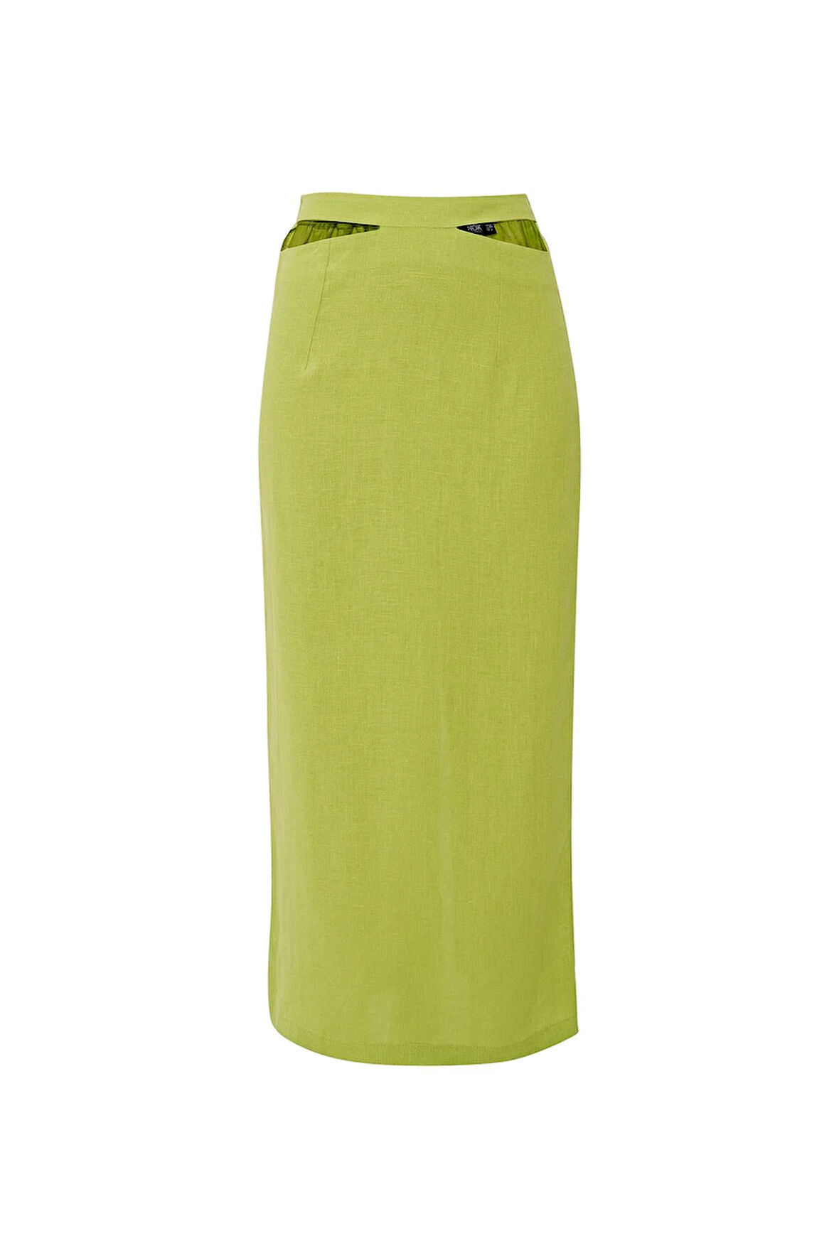 Nok Daily Serisi Pencere Detaylı %100 Keten Etek Yeşil