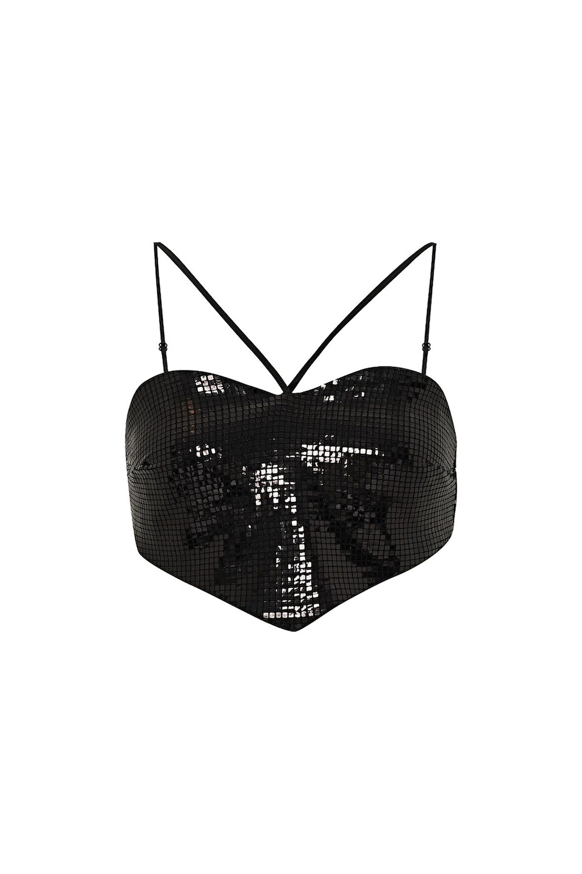 Love Serisi Heart Büstiyer Siyah Kare Siyah