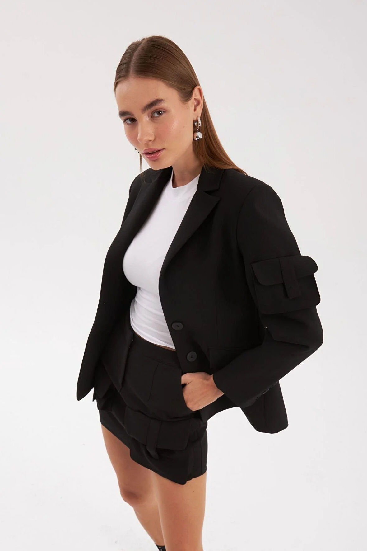 Cool Mode Serisi Cep Detaylı Blazer Ceket Siyah