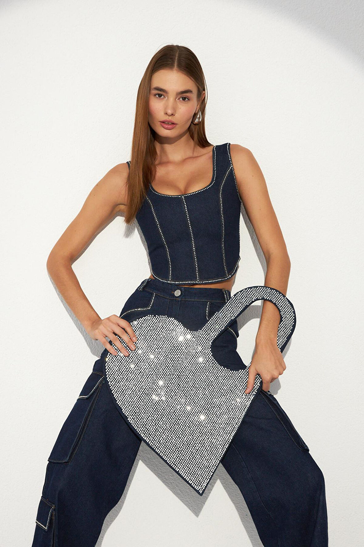 Denim Serisi Pretty Diamond Büstiyer Koyu Mavi