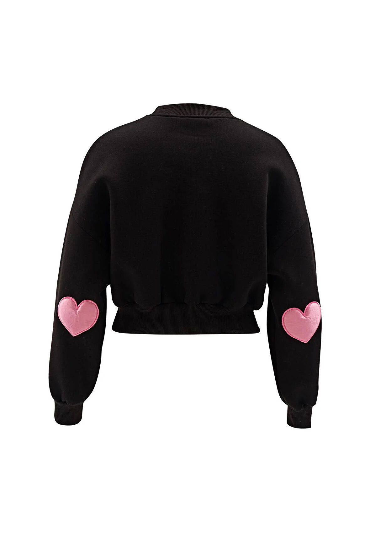 Nok Love Serisi Kalp Aplikeli Sweatshirt Siyah