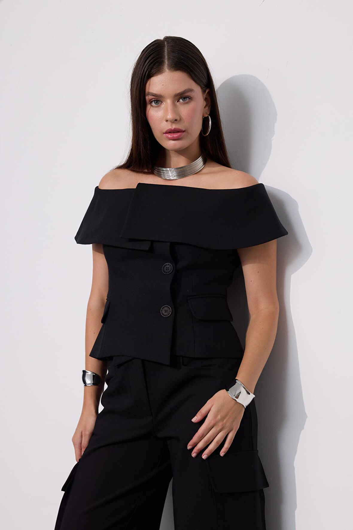 Carrie Straplez Yelek Siyah