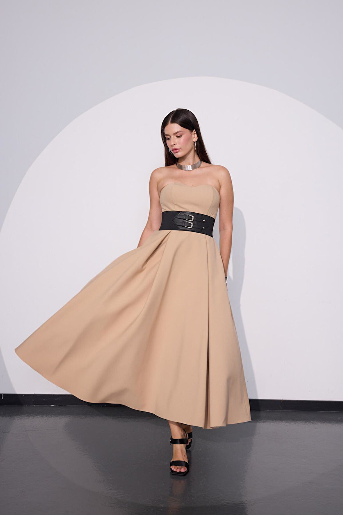 Sophisticated Corsage Elegance Maxi Boy Elbise Vizon