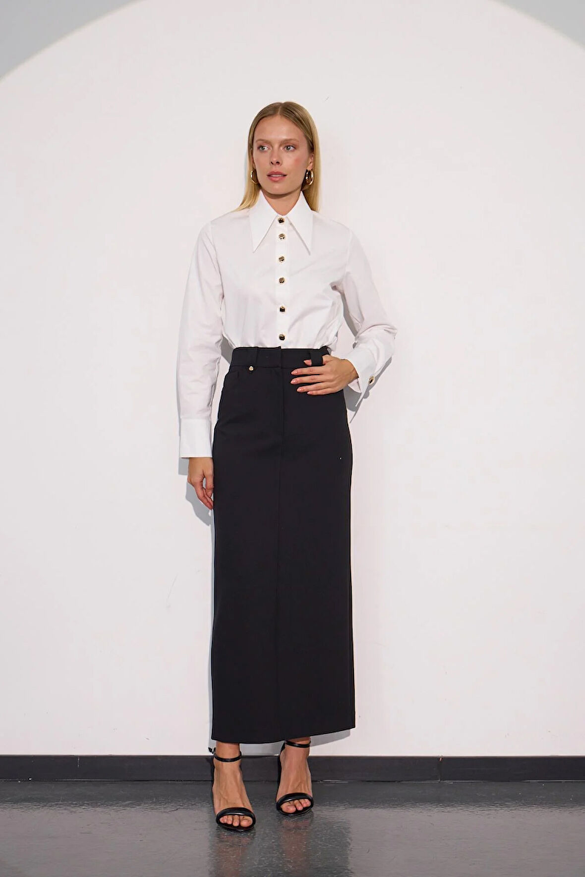 Flora Charm Maxi Boy Etek Siyah