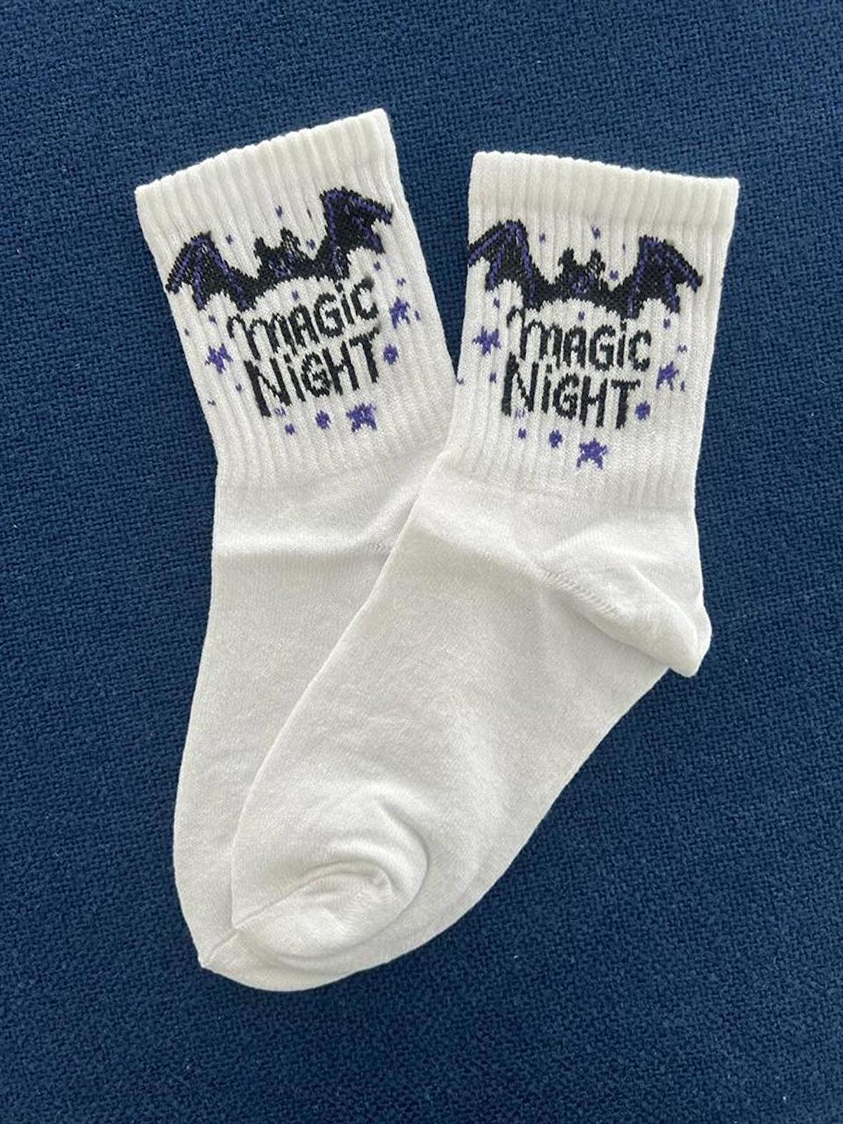 Magic Night Unisex Beyaz Kolej Çorap