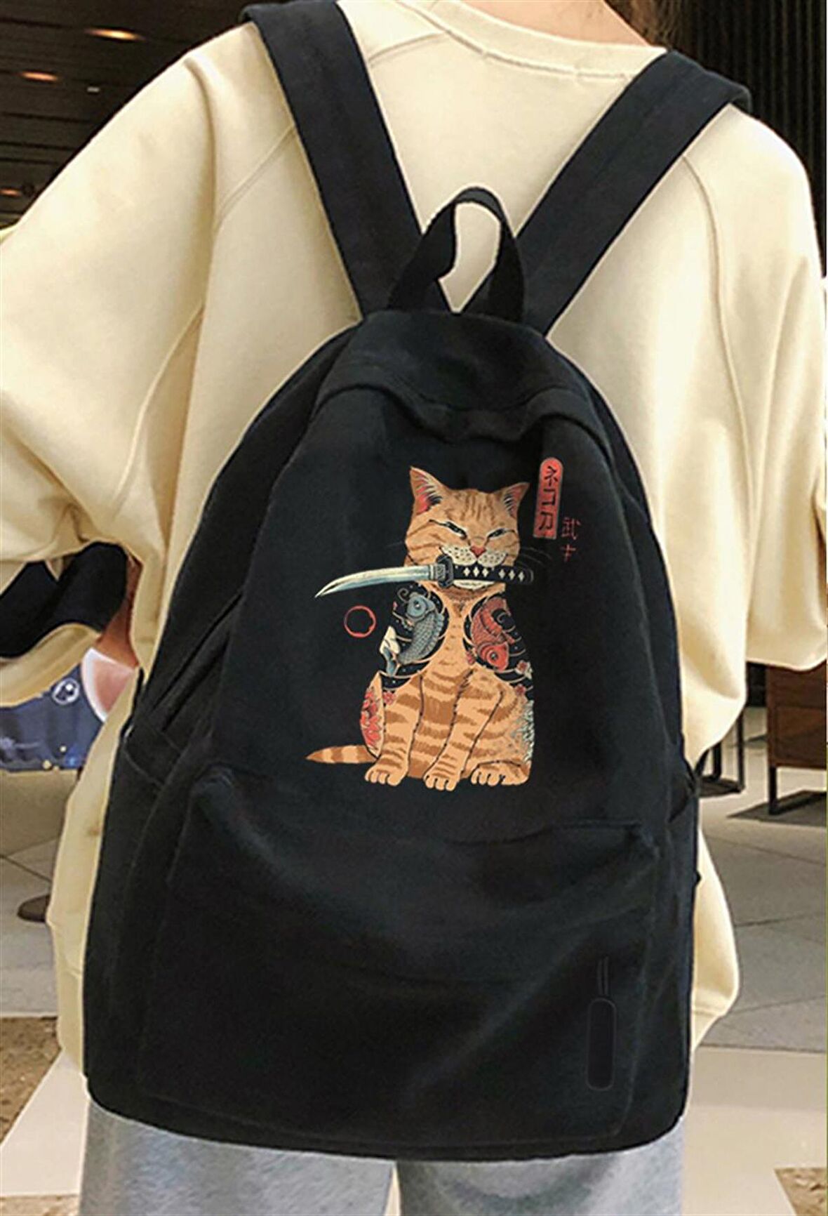 Killer Cat Baskılı Unisex Sırt Çantası