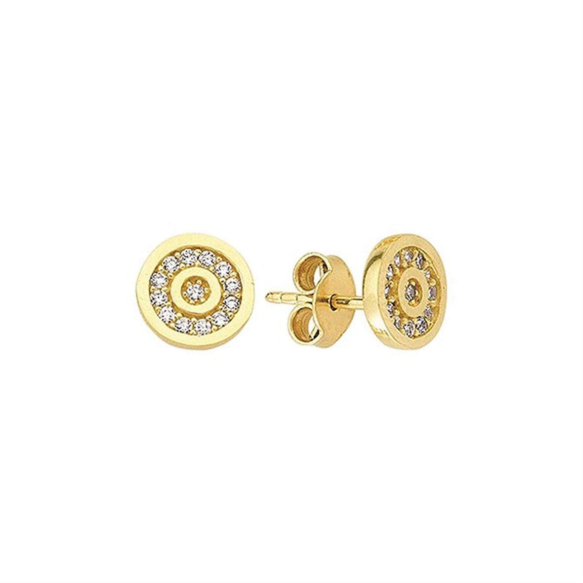 14 Ayar Taşlı Yuvarlak Altın Küpe 1,63 gr