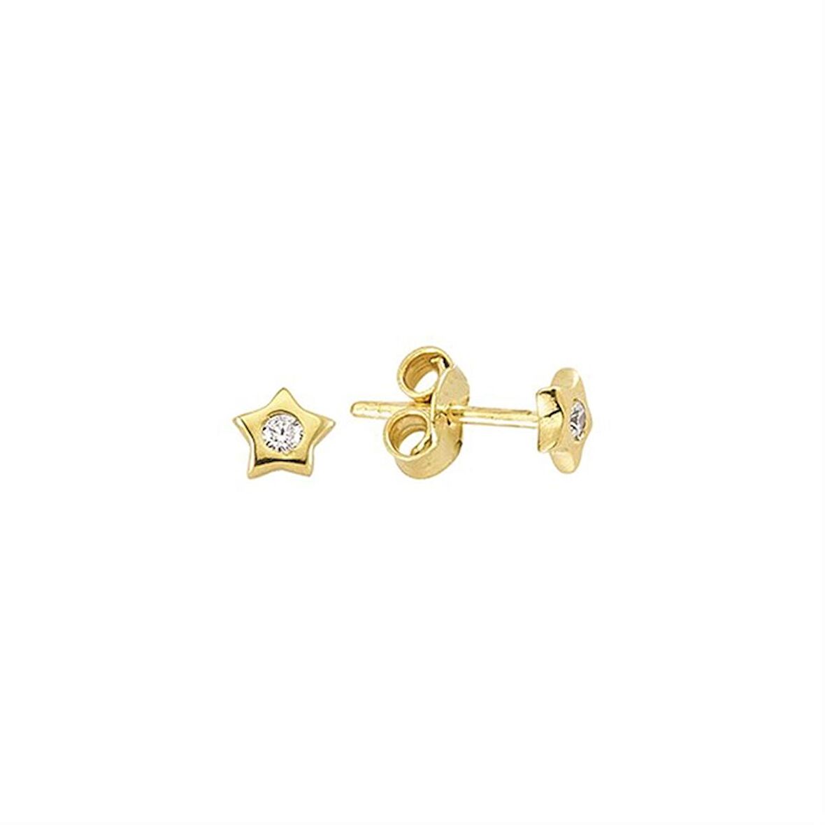 14 Ayar Tektaş Yıldız Altın Küpe 0,90 gr