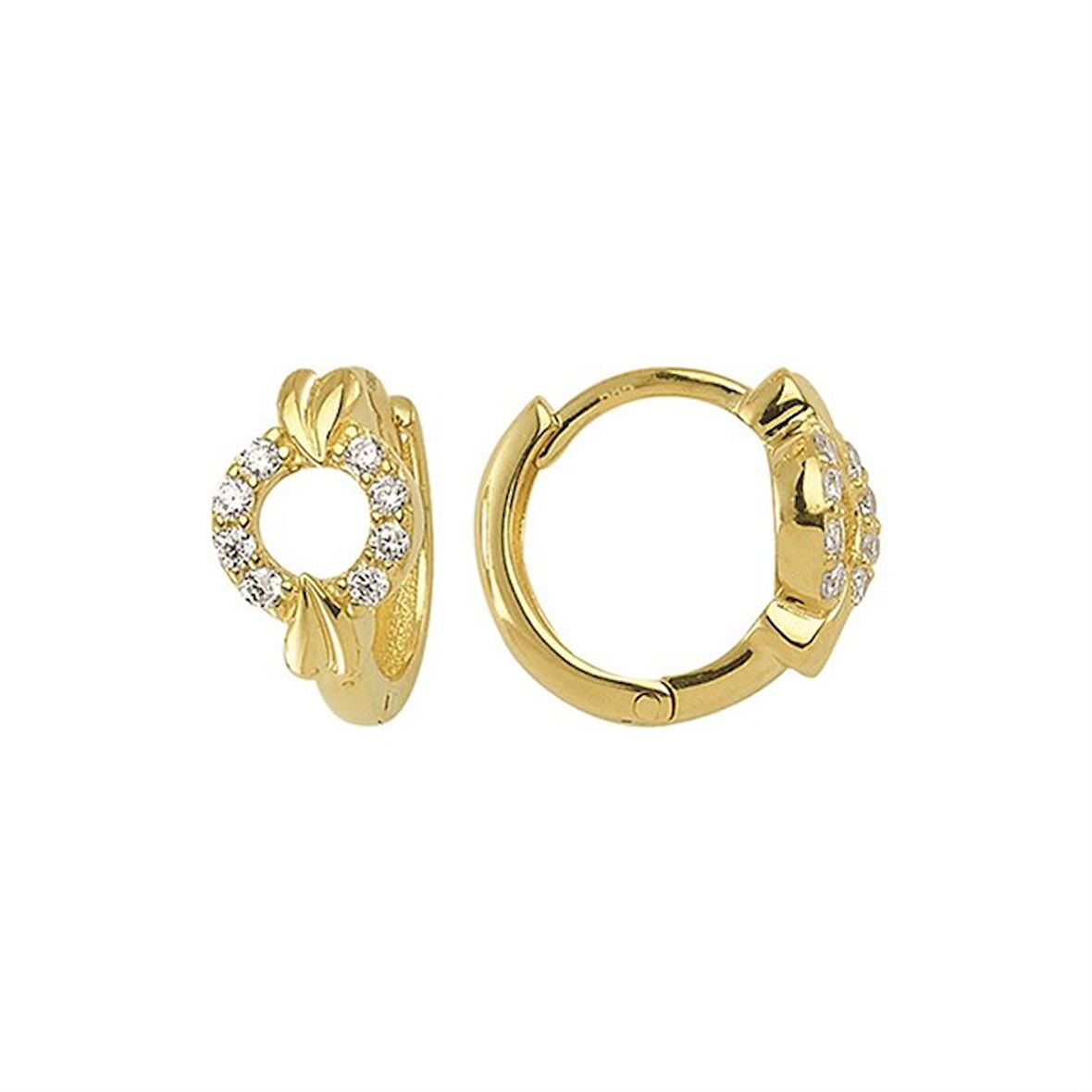 14 Ayar Yuvarlak Taşlı Halka Altın Küpe 2,52 gr