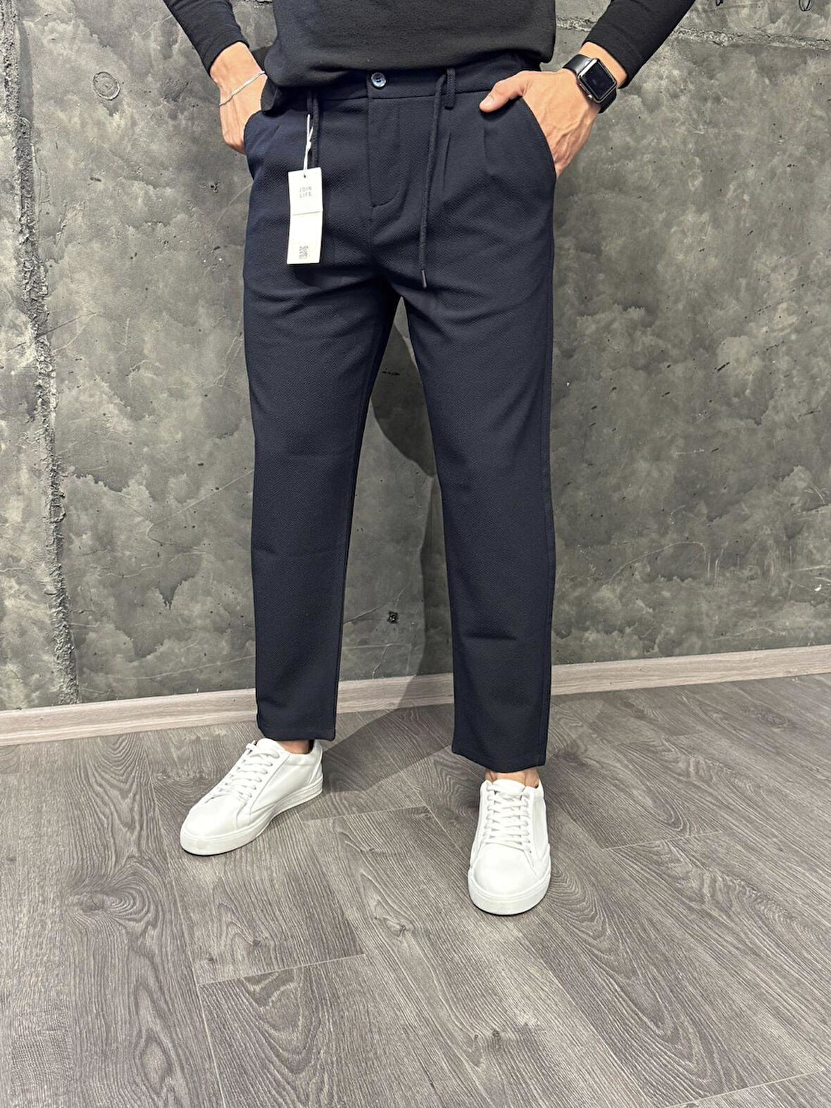 Jacob Boyfriend Straight Gofre Kumaş Bel Lastik Trend Erkek Pantolon