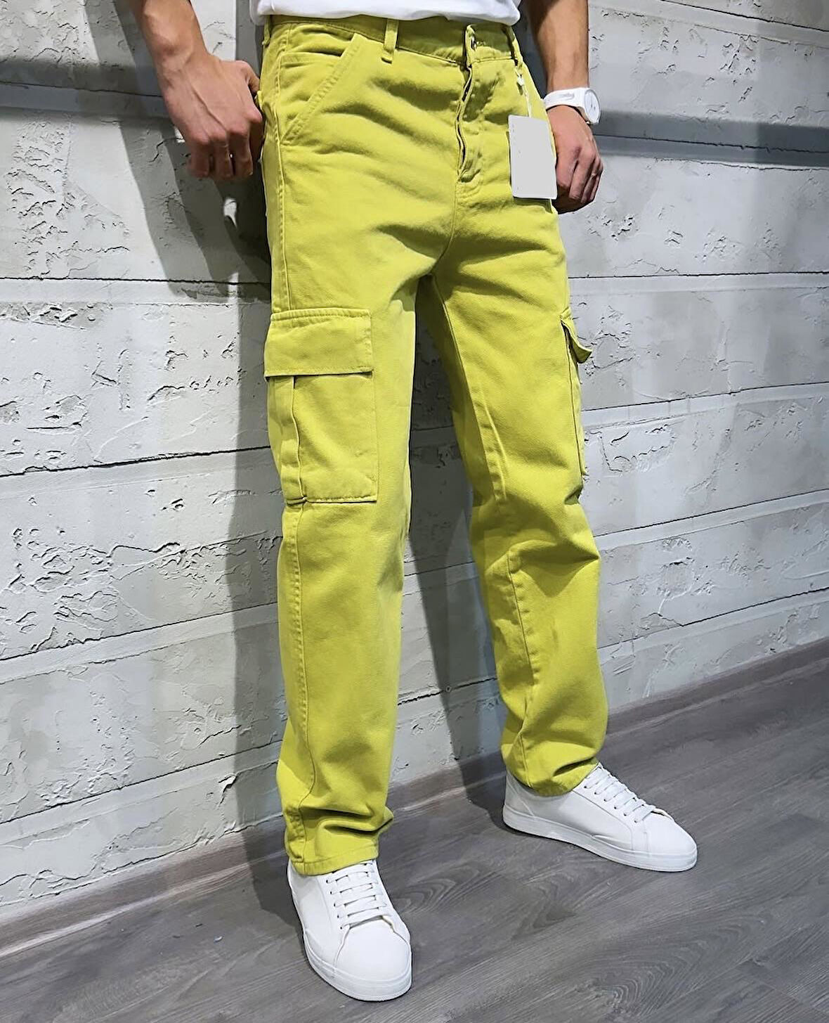 Lisbon Denim Street Baggy Kargo Cep Straight Yandan Cepli Kot Erkek Jean Pantolon 