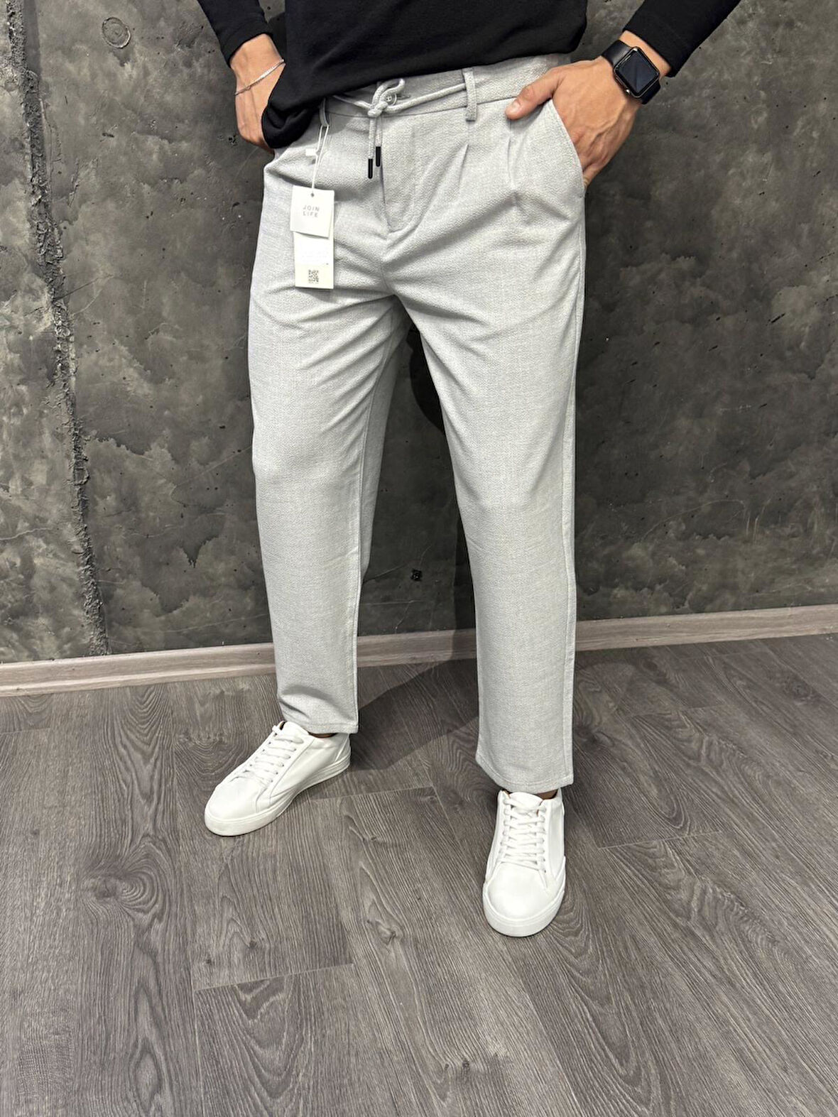 Jacob Boyfriend Straight Gofre Kumaş Bel Lastik Trend Erkek Pantolon