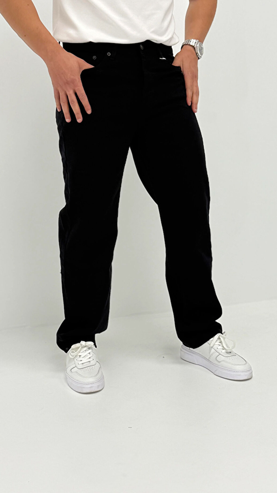 Megan Baggy Denim Siyah Erkek Jean Pantolon